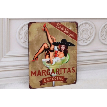 BLASZANY SZYLD - Margaritas - Kobieta Meksyk - Tabliczka Zawieszka