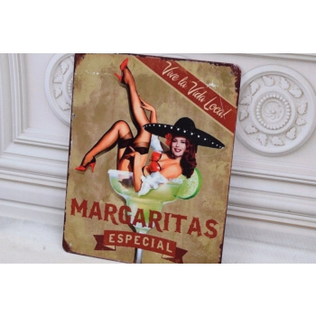BLASZANY SZYLD - Margaritas - Kobieta Meksyk - Tabliczka Zawieszka