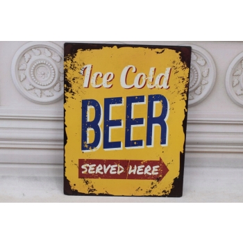 BLASZANY SZYLD - Ice Cold Beer Served Here - Zimne Piwo - Reklama Do Baru