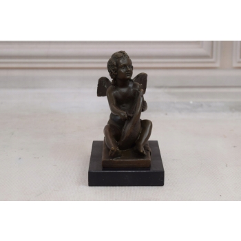 Aniołek z Harfą - Anioł Amor - Figura z Brązu - Statuetka Dekoracja