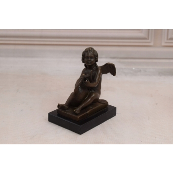 Aniołek z Harfą - Anioł Amor - Figura z Brązu - Statuetka Dekoracja