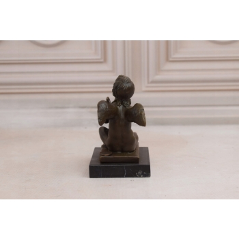 Aniołek z Harfą - Anioł Amor - Figura z Brązu - Statuetka Dekoracja