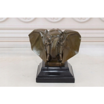 Głowa Słonia - Słoń Art Deco - Figura Rzeźba z Brązu - Ozdoba