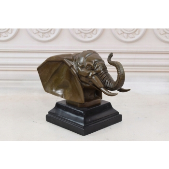 Głowa Słonia - Słoń Art Deco - Figura Rzeźba z Brązu - Ozdoba