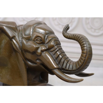 Głowa Słonia - Słoń Art Deco - Figura Rzeźba z Brązu - Ozdoba
