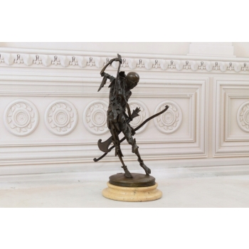 Uzbrojony Kościotrup - Szkielet Memento Mori - Figura Rzeźba z Brązu