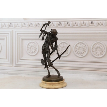 Uzbrojony Kościotrup - Szkielet Memento Mori - Figura Rzeźba z Brązu