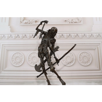 Uzbrojony Kościotrup - Szkielet Memento Mori - Figura Rzeźba z Brązu