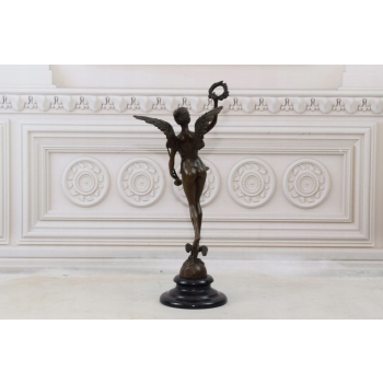 Anielica z Wieńcem Laurowym - Anioł - Figura z Brązu - Dekoracja Ozdoba