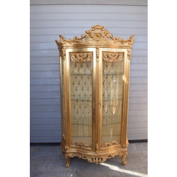 Duża Francuska Witryna 100% Drewno - GIĘTE SZYBY Gablota Serwantka