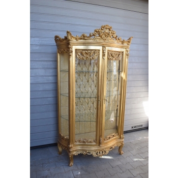 Duża Francuska Witryna 100% Drewno - GIĘTE SZYBY Gablota Serwantka