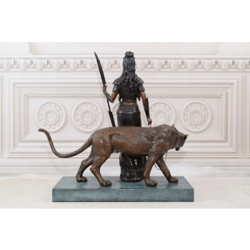 Amazonka - Wojowniczka z Tygrysem - Bogini - Figura z Brązu - Ozdoba