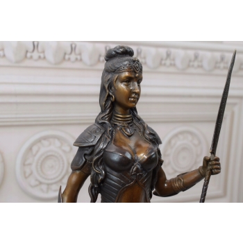 Amazonka - Wojowniczka z Tygrysem - Bogini - Figura z Brązu - Ozdoba