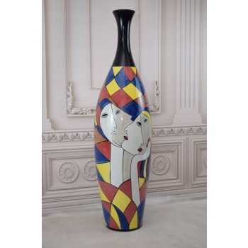 Modernistyczny Wazon - Murano Style - Abstrakcja Grube Włoskie Szkło 89cm