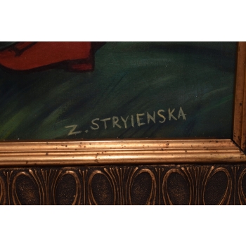 Zofia Stryjeńska - HUCUŁ I HUCUŁKA - Stary Obraz na Płótnie - Unikat