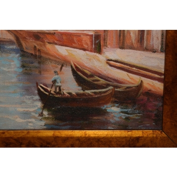 Spływ Gondolą - Gondola - Włoski Pejzaż - Wenecja - Obraz Olejny - Prezent