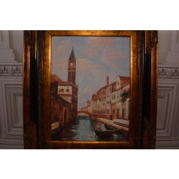 Spływ Gondolą - Gondola - Włoski Pejzaż - Wenecja - Obraz Olejny - Prezent