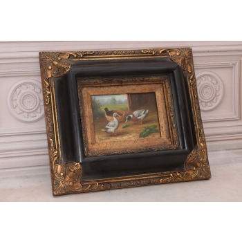 Dwie Kaczki - Farma Wieś Zagroda - Obraz Olejny - Na Desce - OZdoba