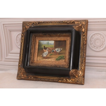 Dwie Kaczki - Farma Wieś Zagroda - Obraz Olejny - Na Desce - OZdoba