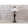 Lampa Art Deco - Figura Kobiety - Biały Trójkątny Klosz - Lampka Biuro