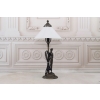 Lampa Art Deco - Figura Kobiety - Biały Trójkątny Klosz - Lampka Biuro