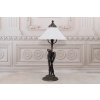 Lampa Art Deco - Figura Kobiety - Biały Trójkątny Klosz - Lampka Biuro