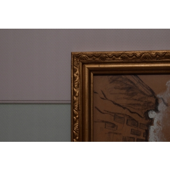 Wiktor Zin 1972 Brama Krakowska Pastel za Szkłem Polski Stary Obraz Olejny