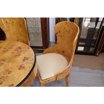 Polski Stół Art Deco + 6 Krzeseł Krzesło Stolik Owal - Unikat!! KOMPLET