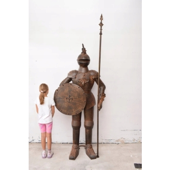 Ogromna Metalowa Zbroja Rycerska - Stojący Rycerz z Dzidą - Prezent 250cm