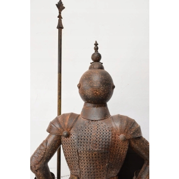 Ogromna Metalowa Zbroja Rycerska - Stojący Rycerz z Dzidą - Prezent 250cm