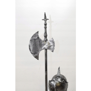 Metalowa Zbroja Rycerska - Stojący Rycerz z Halabardą Zamek Figura 212cm