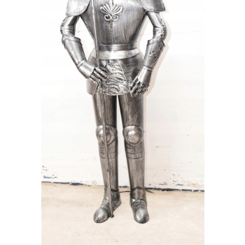 Metalowa Zbroja Rycerska - Stojący Rycerz z Halabardą Zamek Figura 212cm
