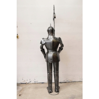 Metalowa Zbroja Rycerska - Stojący Rycerz z Halabardą Zamek Figura 212cm
