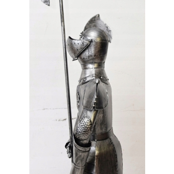 Metalowa Zbroja Rycerska - Stojący Rycerz z Halabardą Zamek Figura 212cm
