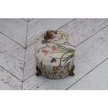 Szkatuła Bomboniera Szkatuła Misa Ślimak - Porcelana Okuta Brązem Sygn.