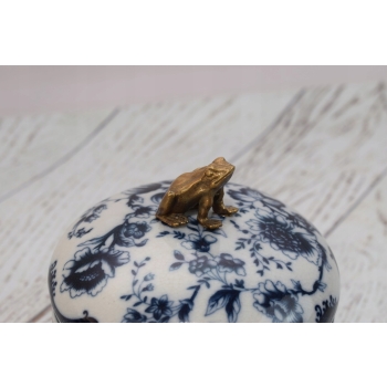 Kolorowa Szkatuła Bomboniera Szkatuła Misa - Porcelana Okuta Brązem Sygn.