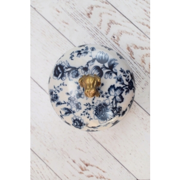 Kolorowa Szkatuła Bomboniera Szkatuła Misa - Porcelana Okuta Brązem Sygn.