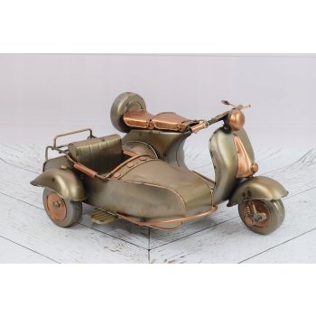 Metalowy Motocykl Motor z Przyczepką - Model - Zabawka Vintage