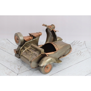 Metalowy Motocykl Motor z Przyczepką - Model - Zabawka Vintage