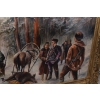 J Fałat - Polowanie na Dzika - Scena Myśliwska - Stary Obraz Olejny 220x160