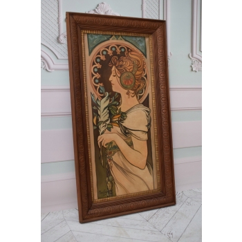 Alfons Mucha - Dama Kameliowa - Portret Arystokratki - Stary Obraz Olejny
