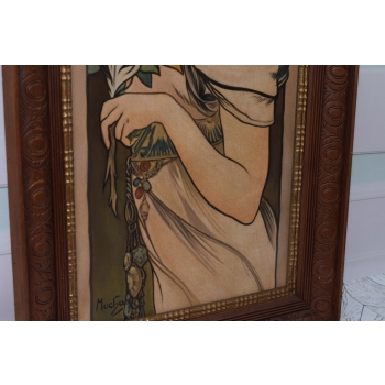 Alfons Mucha - Dama Kameliowa - Portret Arystokratki - Stary Obraz Olejny