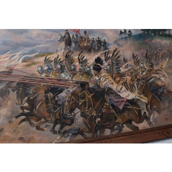Wojciech Kossak - Husaria POLSKA - Patriotyczny Polski Stary Obraz Olejny