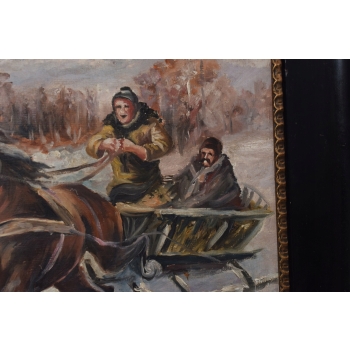 I. ZYGMUNTOWICZ - WYPRAWA NA POLOWANIE - Stary Obraz Olejny 110X80CM