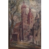 J. Fałat - Kościół Mariacki - Widok Kraków - Polski Stary Obraz Olejny