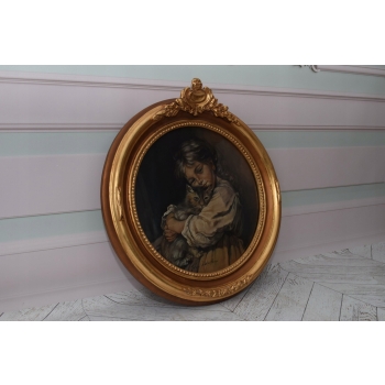 Józef Mehoffer - Portret Dziewczynki z Kotem Kot - Stary Obraz Olejny