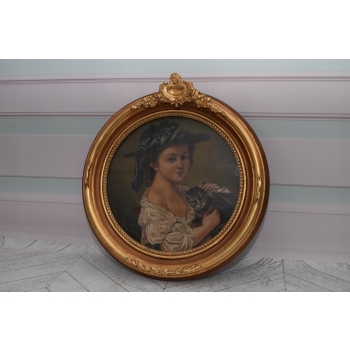 Józef Mehoffer - Portret Arystokratki z Kotem Kot - Stary Obraz Olejny