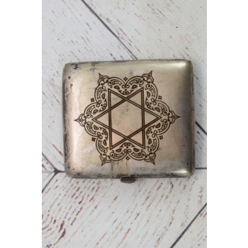 Papierośnica Żydowska - Aluminiowa - Judaica Chanuka Menora Unikat