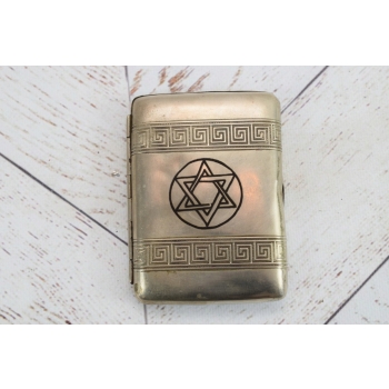 Papierośnica Żydowska - Aluminiowa - Judaica Chanuka Menora LEW Unikat