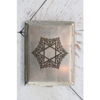 Papierośnica Żydowska - Aluminiowa - Judaica Chanuka Menora MORYC Unikat